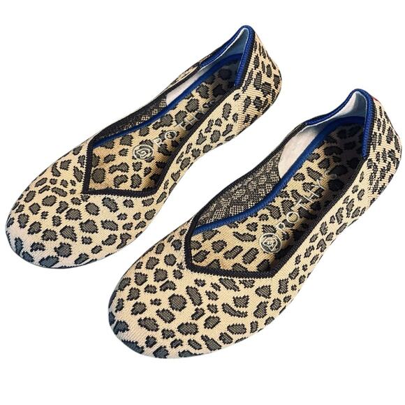 Rothy’s Women’s Sz 6.5 Round Toe Spotted Leopard Cheetah Ballet Flats Washable - Picture 2 of 9